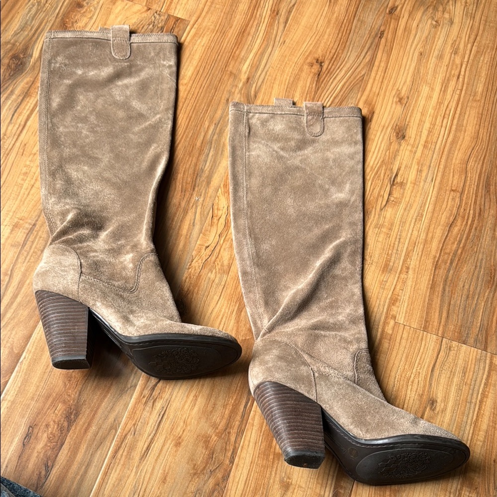 Vince Camuto Tan Suede Knee-High Boots - Picture 3 of 5